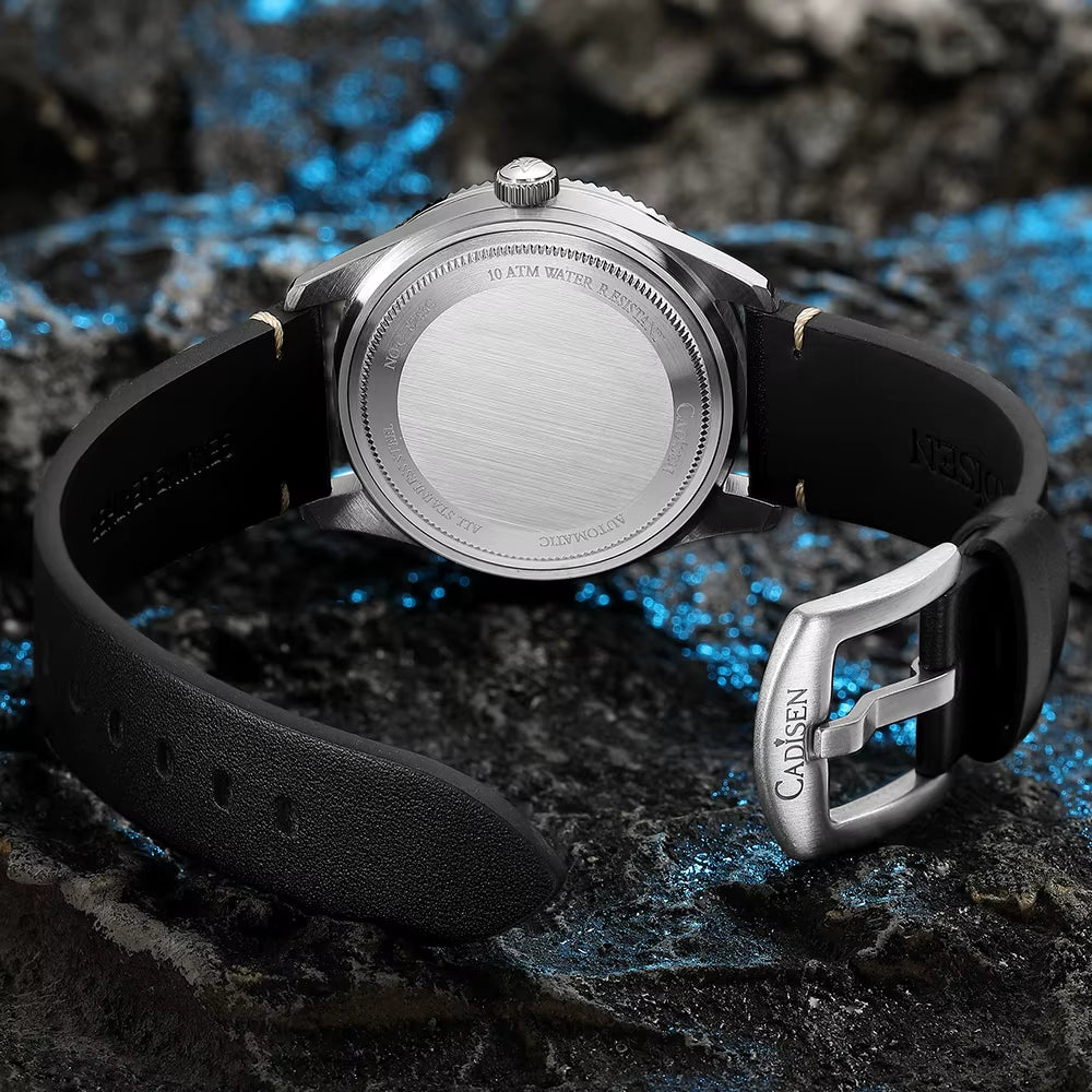 New Mens Genuine Leather Waterproof Wristwatch