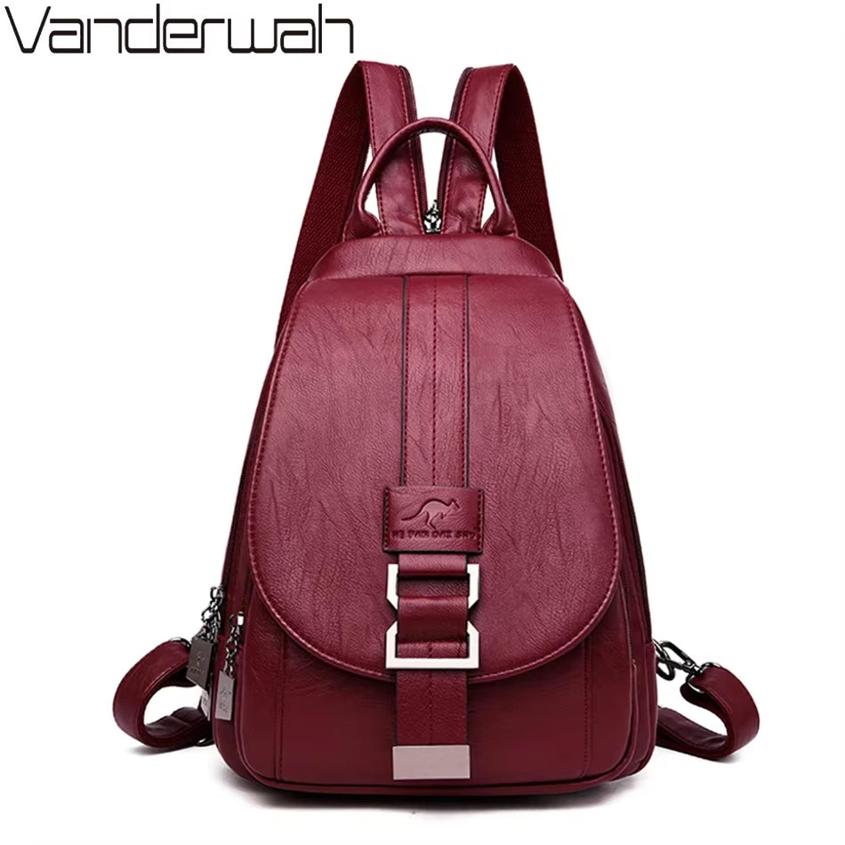 New Arrived Women Anti Theft Backpack Quality Leather School Shoulder Multifunction Backpack 