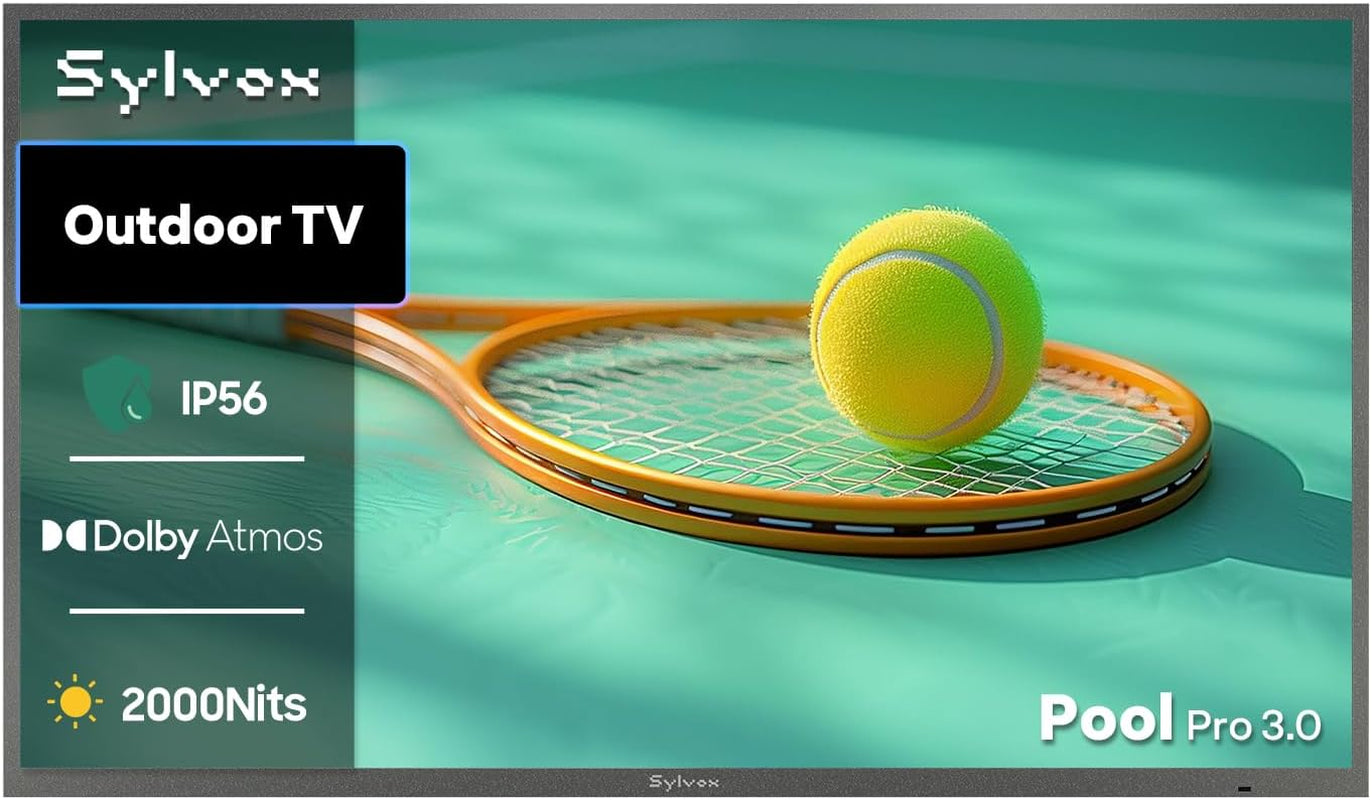 Outdoor TV, 55-Inch Waterproof Smart TV, 2000 Nits Full Sun TV, 4K, Dolby Atmos, HDR10, Weatherproof Television with Voice Assistant Remote (Pool Pro 2.0, Latest Model)