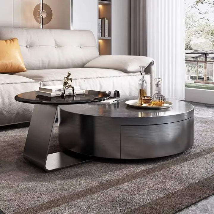 New Design Aesthetic  Modern Black round Marble round Nordic Side Table Design Floor Hotel Mesa Furniture for Home