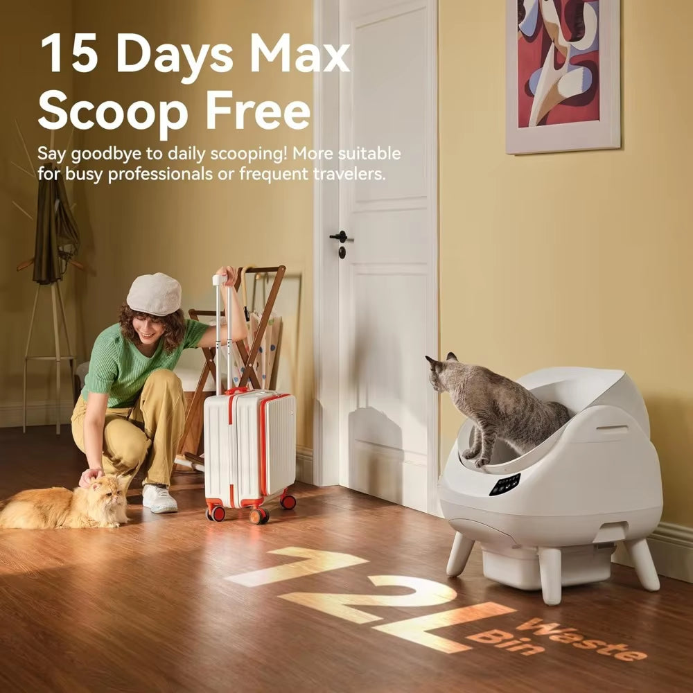 Modern Self Cleaning Cat Litter Box Open-X, 5G & 2.4G Wifi, Automatic