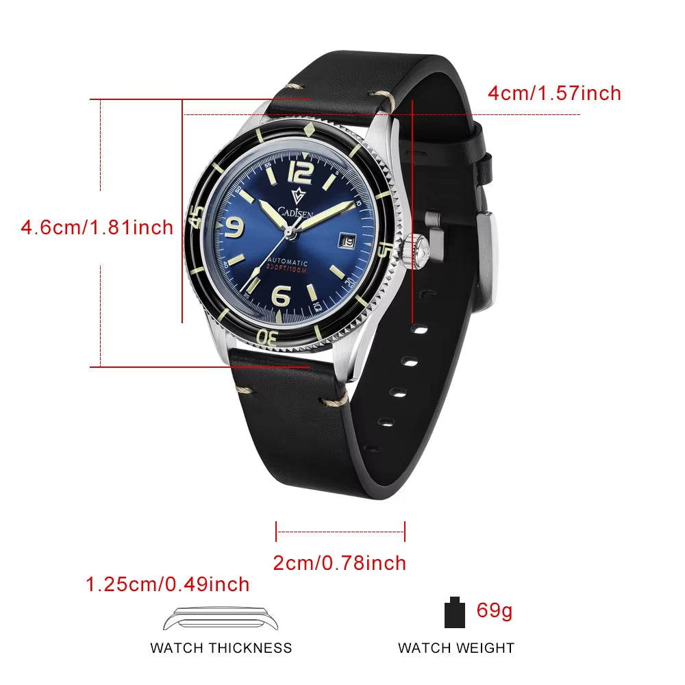 New Mens Genuine Leather Waterproof Wristwatch