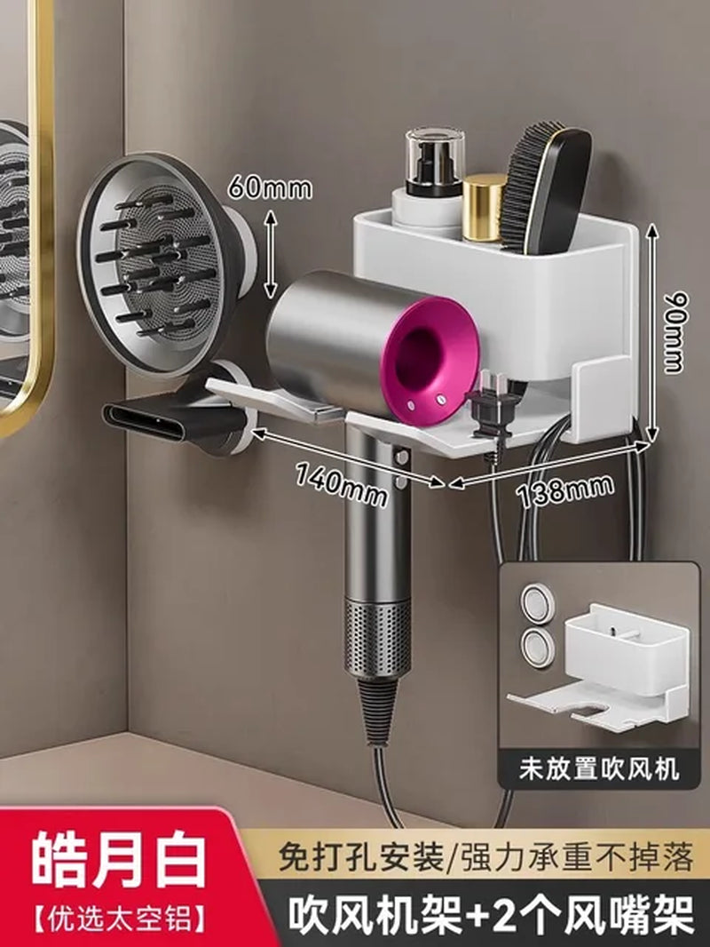 Luxury New Hair Dryer Holder Wall Dryer Cradle Straightener Stand Hairdryer Organizer Storage Box Toilet Blower Holder Bathroom Shelves