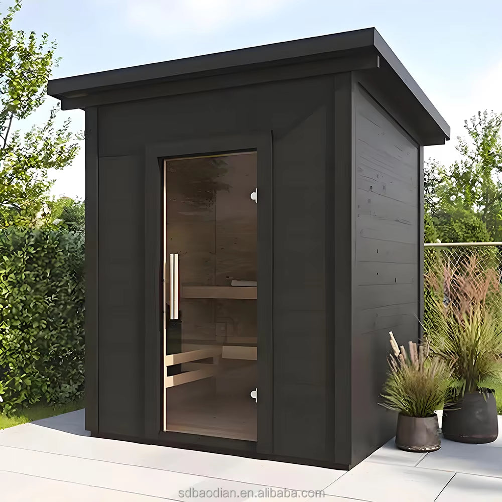 New Luxe – Outdoor Sauna with Wet Steam Modern Design & Stove Heating