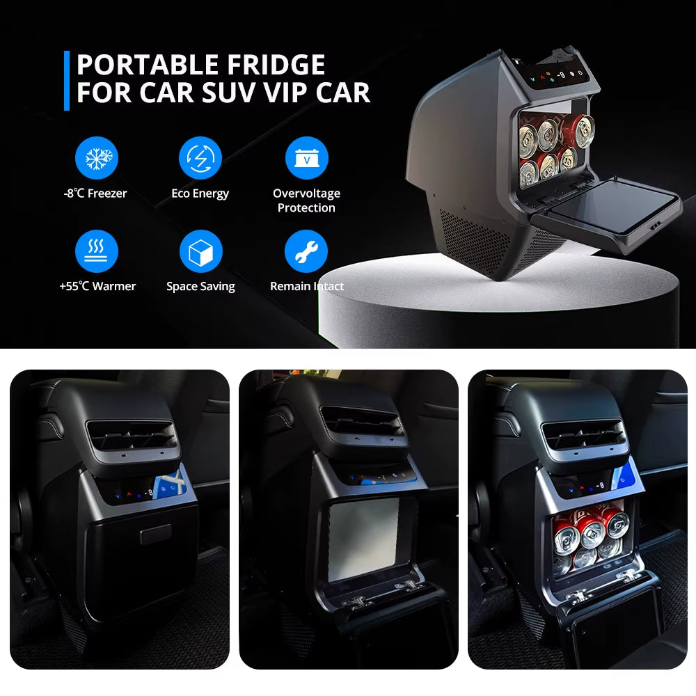 Wholesale Texla Accessories 4.6L Tesia Modle Y Fridge Mini Modified Car Refrigerator with LED Control
