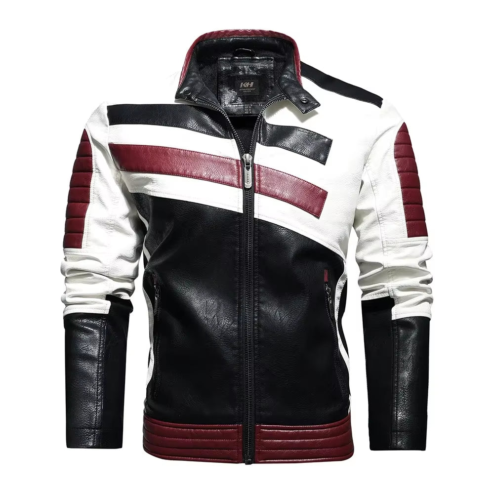 Mens Vintage Motorcycle Jacket 2024 Men Fashion New Biker Leather Jacket Male Embroidery Bomber Coat Winter Fleece Pu Overcoat