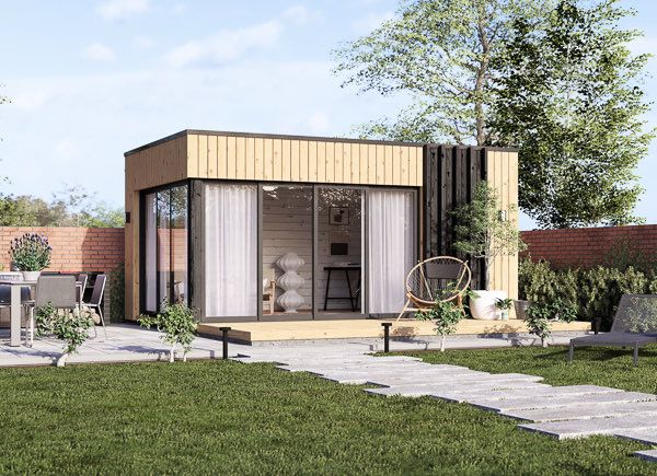 Modular Prefab Small Garden House Pod Insulated Room - Wooden log