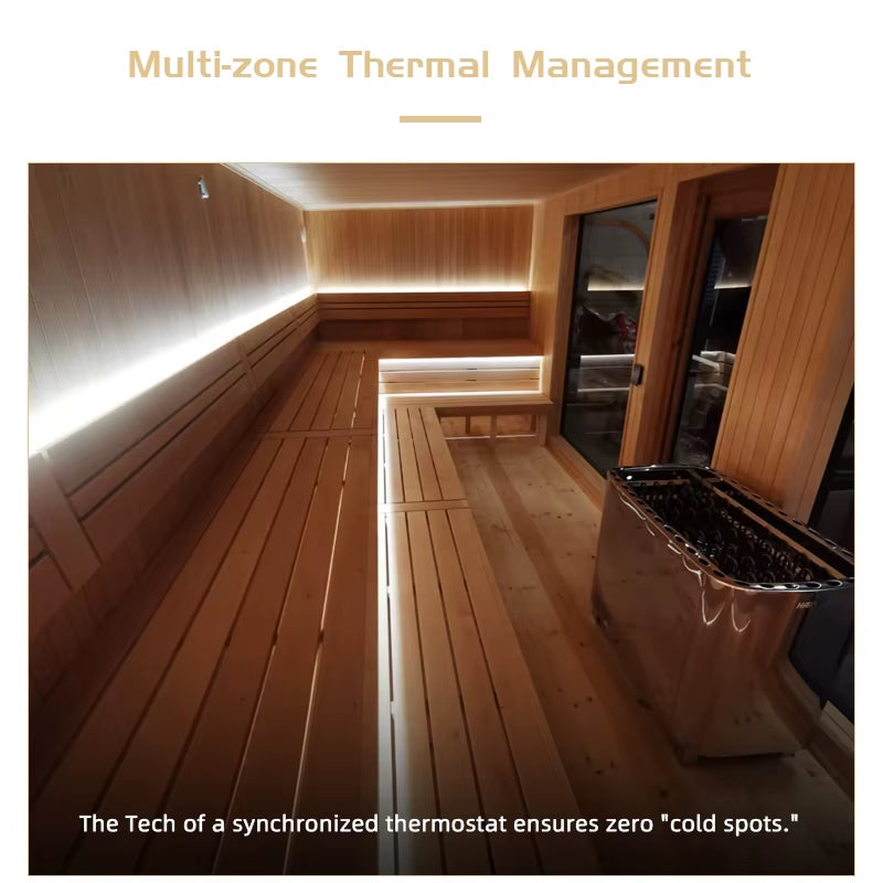 Outdoor Square Sauna Room 8-12 Person Use Large Wooden Sauna for Resort Dry Steam Sauna