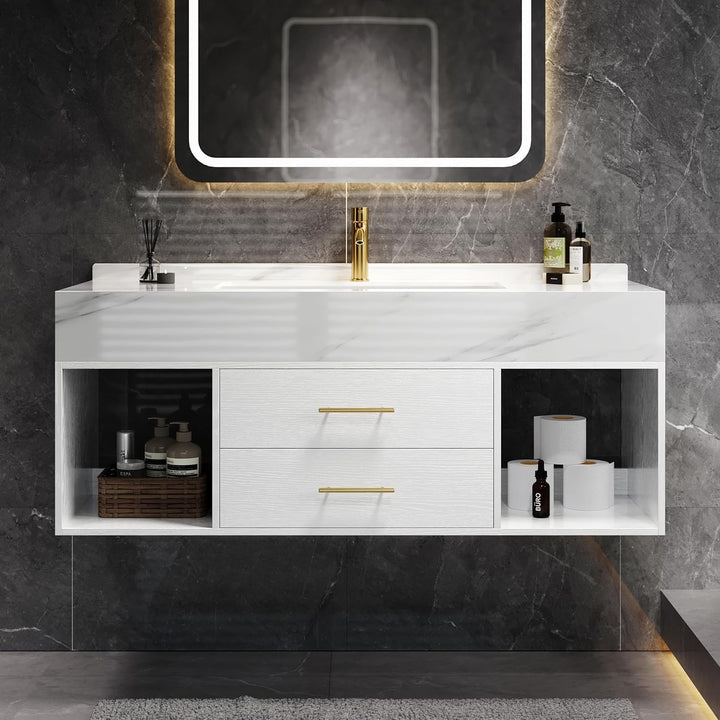 New Floating Bathroom Vanity Set, Modern Wall and Cabinet 