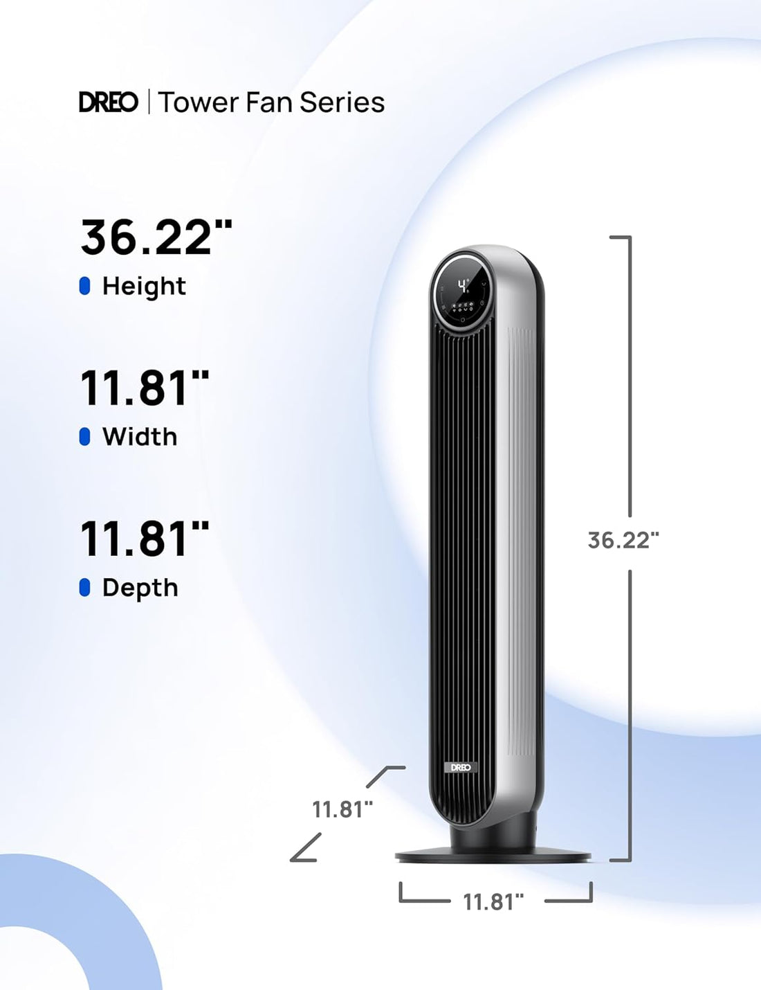 Bladeless Tower Fan - 25Ft/S, 4 Speeds, 4 Modes, 90° Oscillation, 8H Timer, Ultra Quiet for Bedroom, Indoors, Silver (Nomad One)