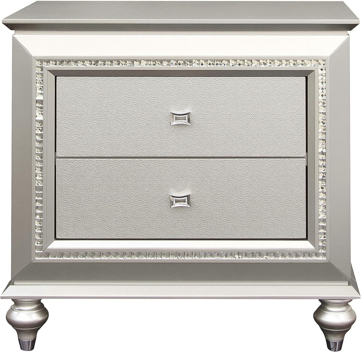 Modern luxe Champagne Glam Nightstand  Bedside Table with Drawers