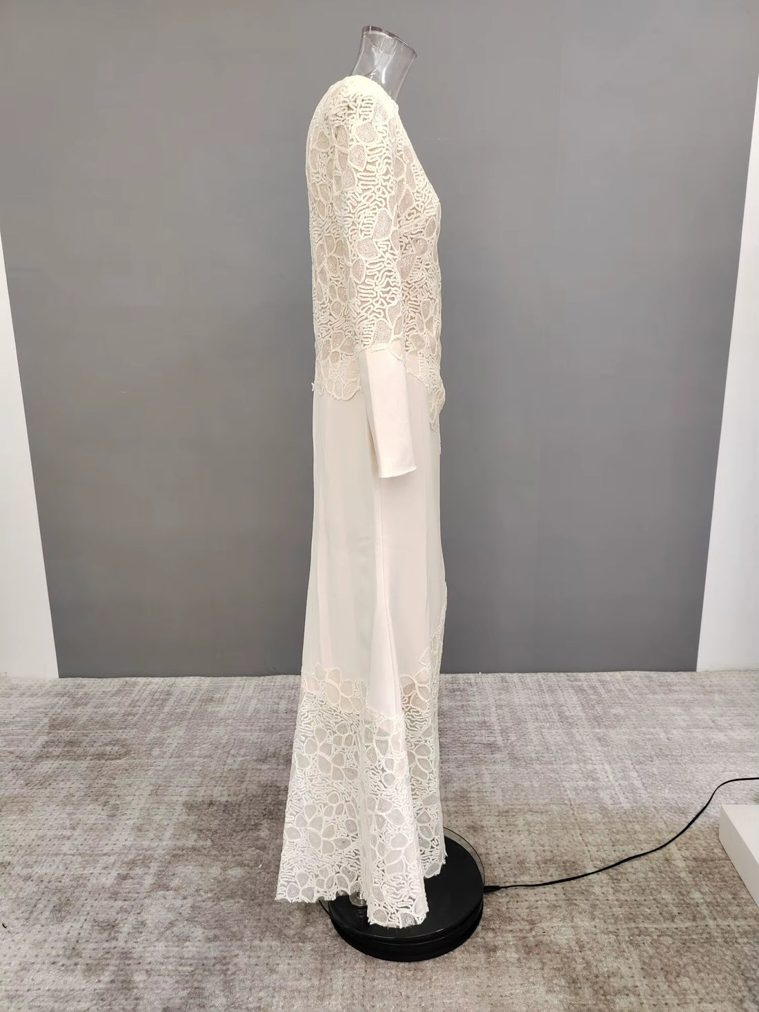 New Women Out Lace Stand Collar Wedding Party Dress 