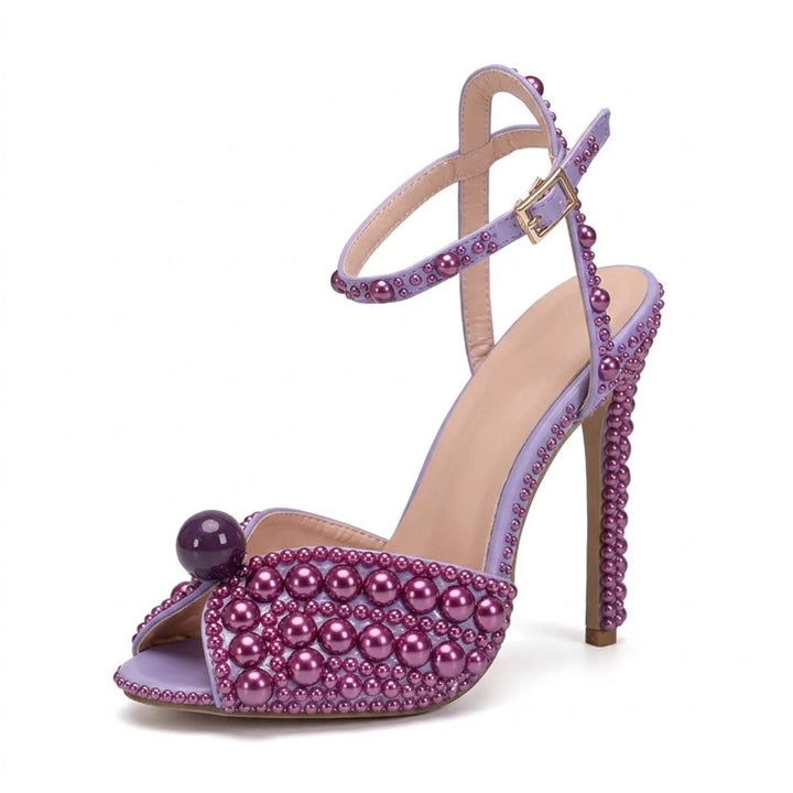 Luxury Women's Pearl Crystal High Heel Sandals – Peep Toe Gladiator Bridal Shoes