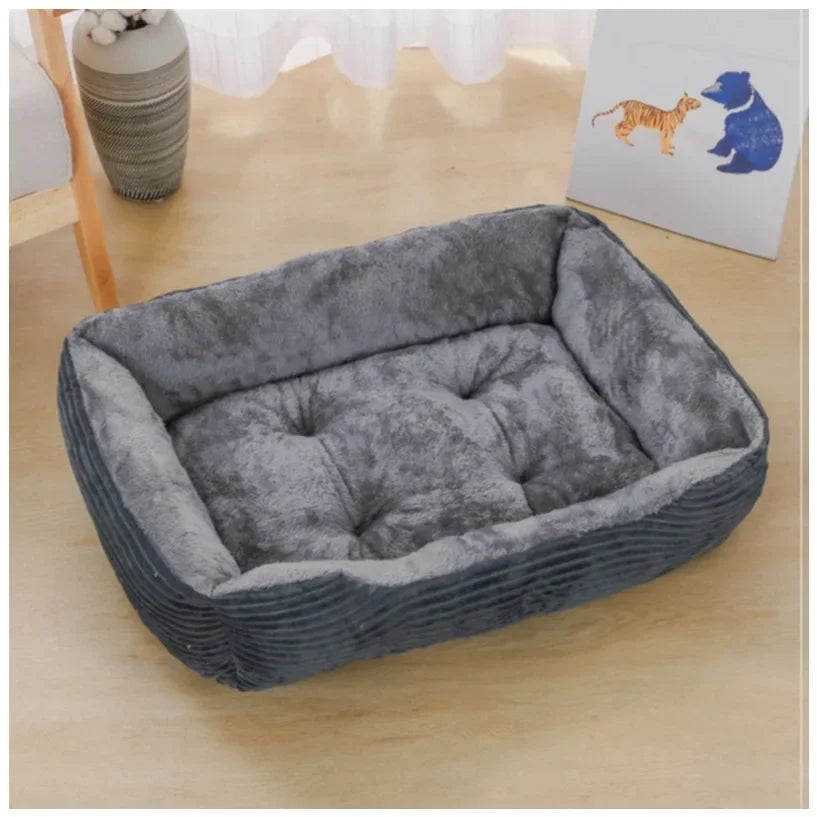 New Stylish Bed for Dog Cat Pet Square Plush Kennel Medium Small Dog Sofa Bed Cushion Pet Calming Dog Bed House Pet Supplies Accessories