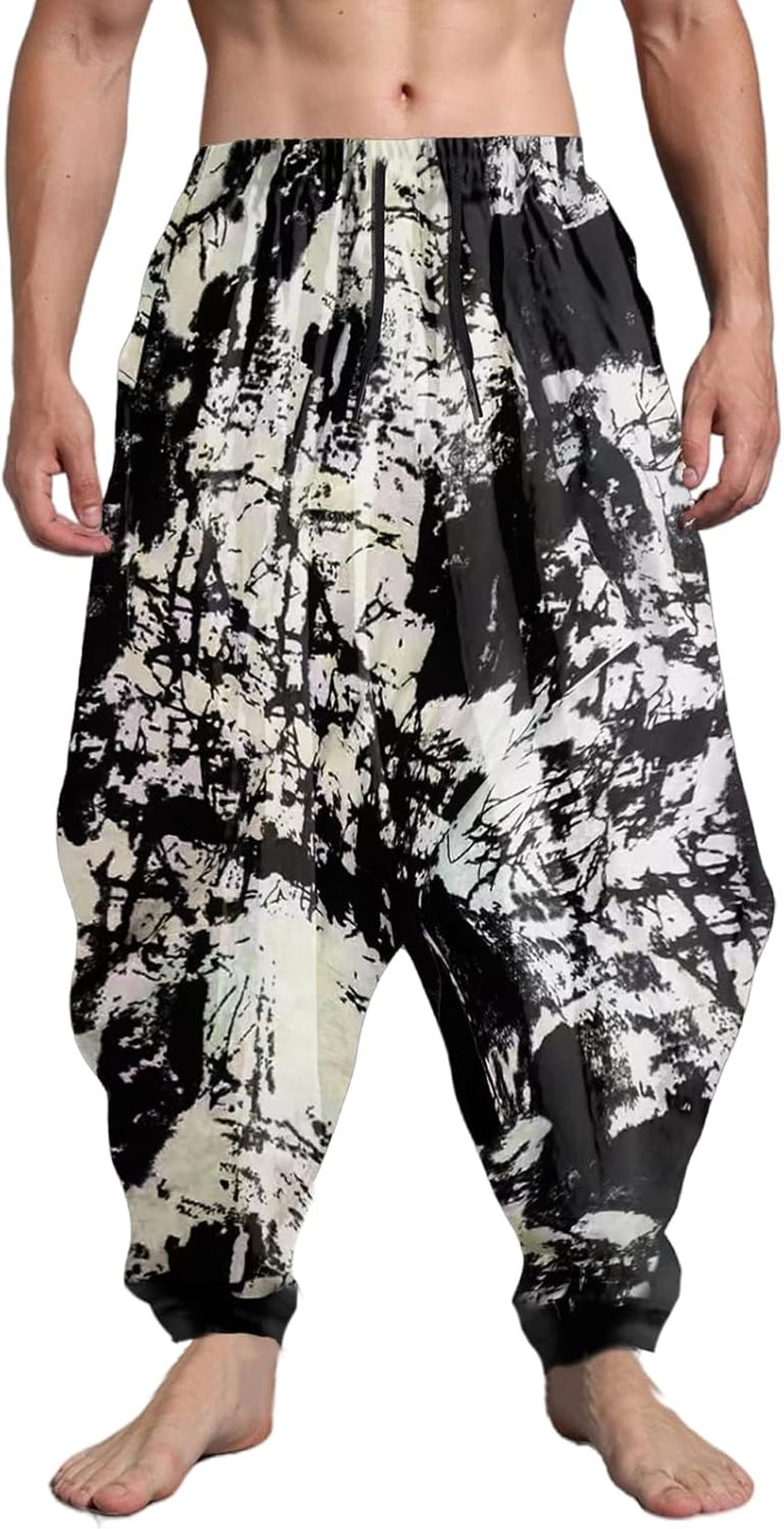 Mens Casual Pants Loose Stretchy Waist Trousers