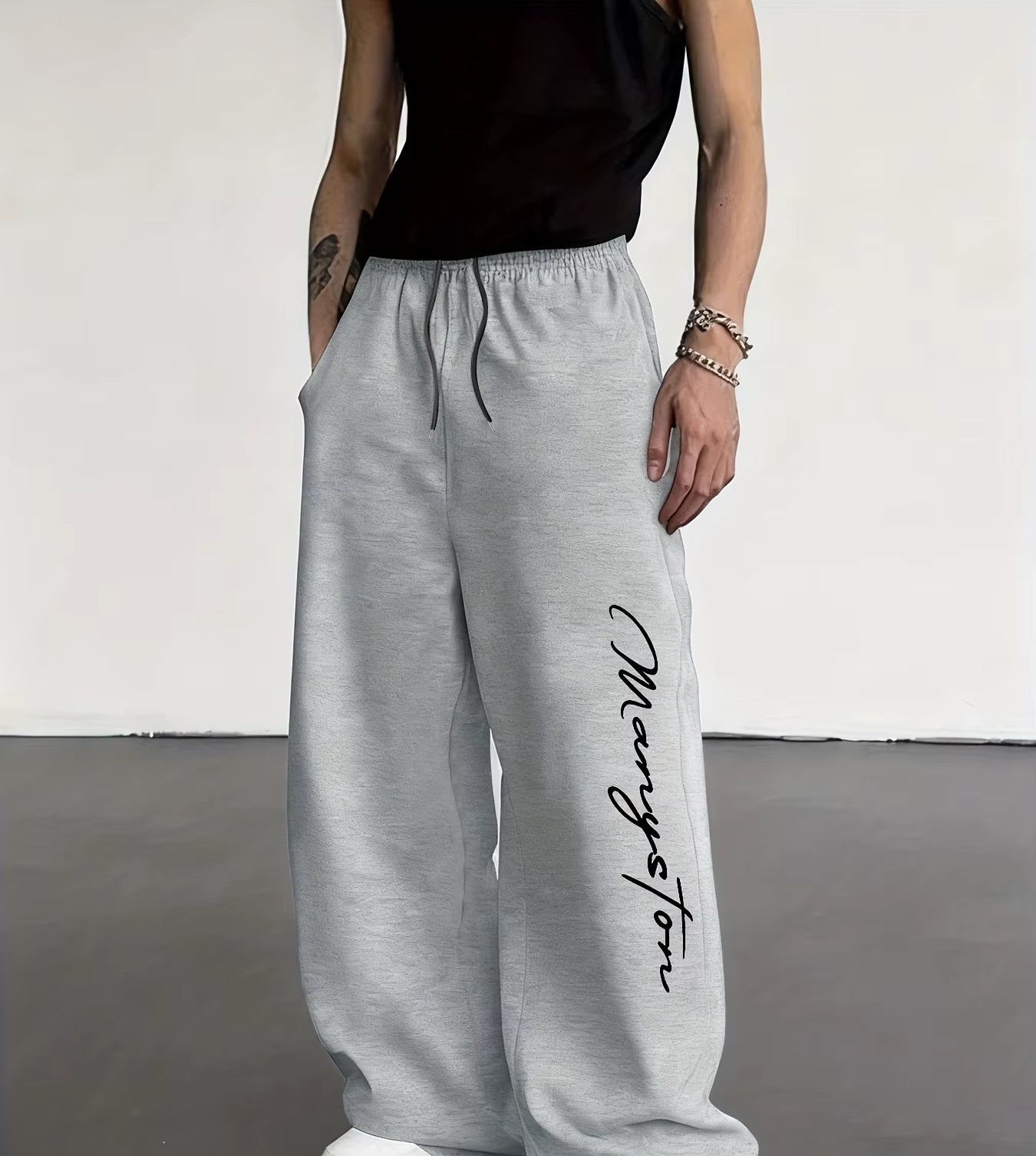 Mens Versatile Drawstring Loose Casual Sports Trousers
