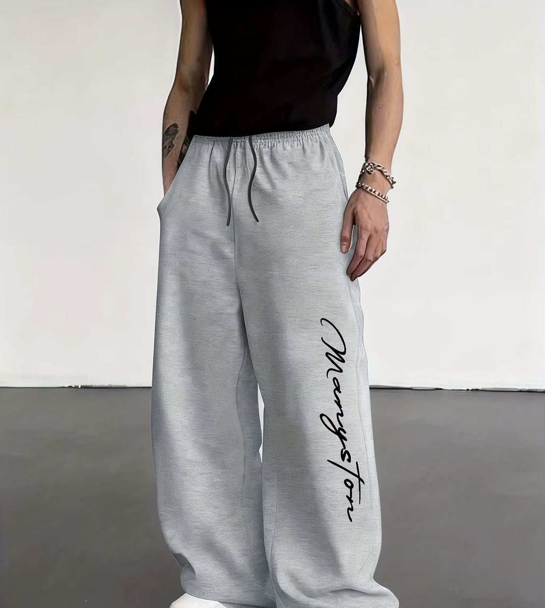 Mens Versatile Drawstring Loose Casual Sports Trousers