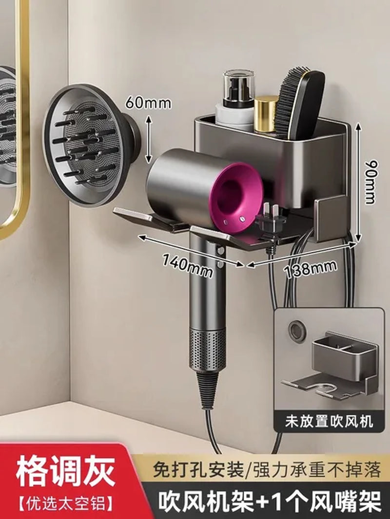 Luxury New Hair Dryer Holder Wall Dryer Cradle Straightener Stand Hairdryer Organizer Storage Box Toilet Blower Holder Bathroom Shelves