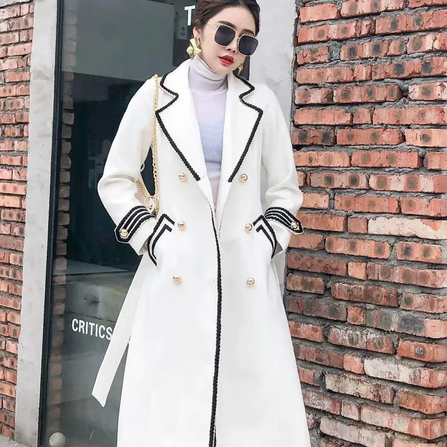 New Arrived Woolen Coat Women Mid-Length Autumn/Winter Double-Breasted Coat Trench Coat