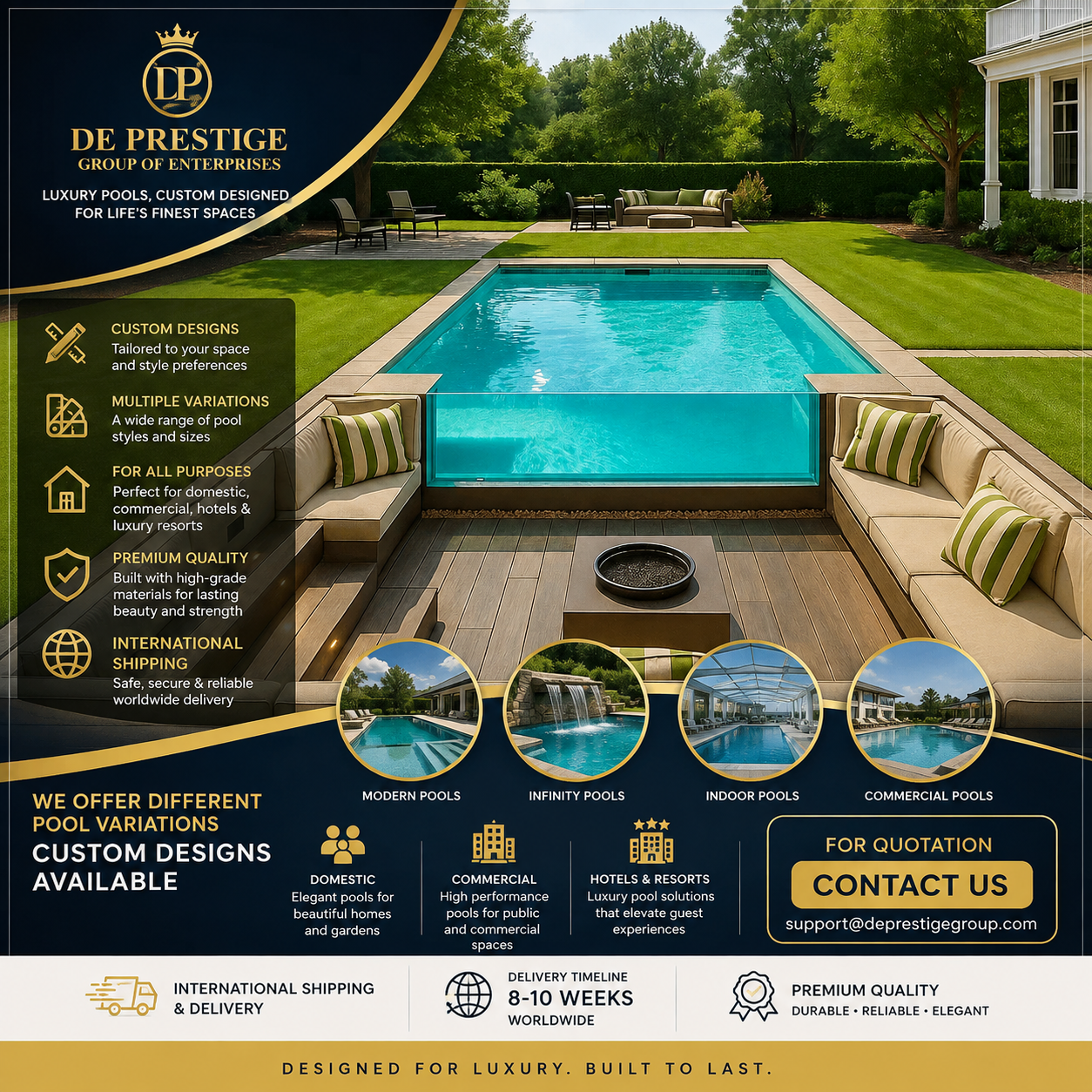 Luxury 3D Design Villa Fiberglass Swimming Pool with Sitting Area