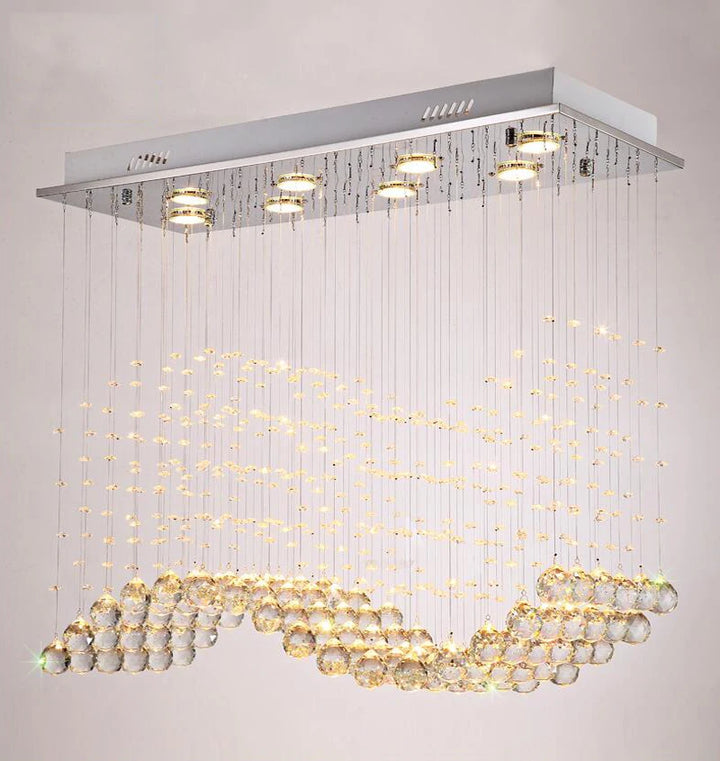Vintage Rectangle Crystal Lamp Dining Room Chandelier Home Lighting