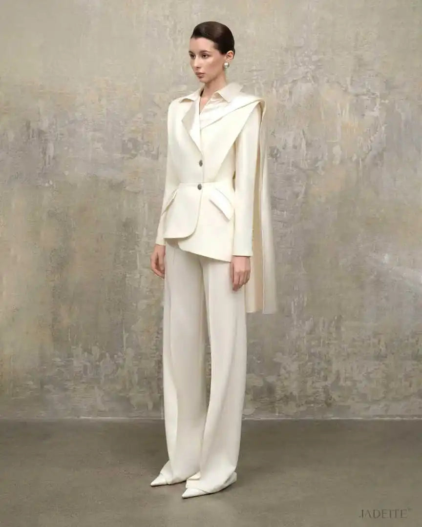 Modern Satin Silk Women Pants Suits Outfit Wedding Party Wear