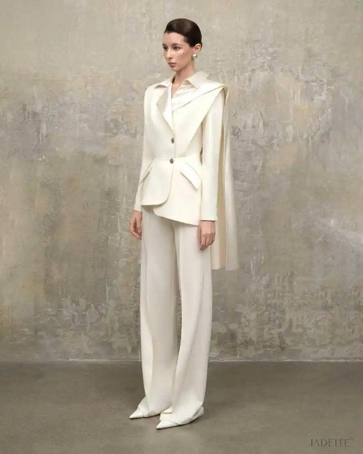 Modern Satin Silk Women Pants Suits Outfit Wedding Party Wear
