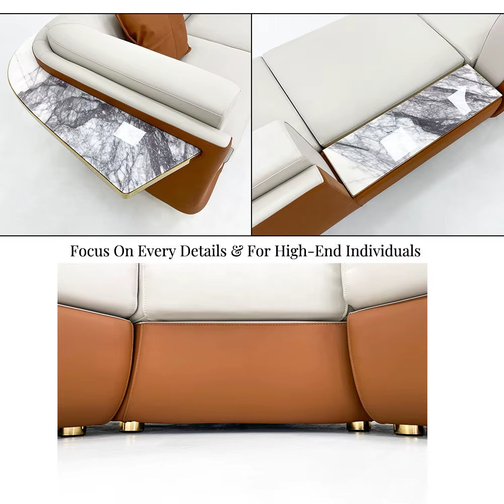 Elite Italian Design Luxury Top Leather Sectional Sofa