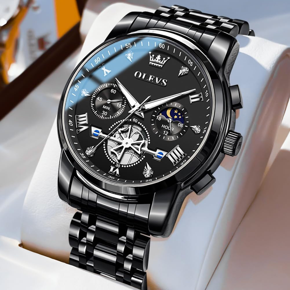 Mens Large Display Stainless Steel Watch