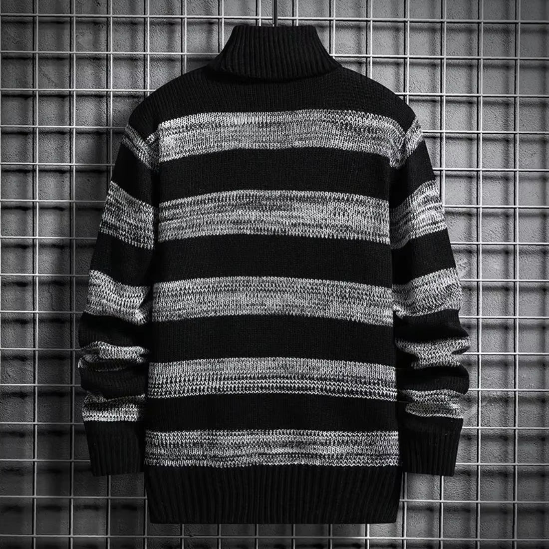 Pullover Man High Collar Striped Knitwear New in Knitted Sweaters for Men Turtleneck Streetwear Korean Reviews Clothes Style Y2K