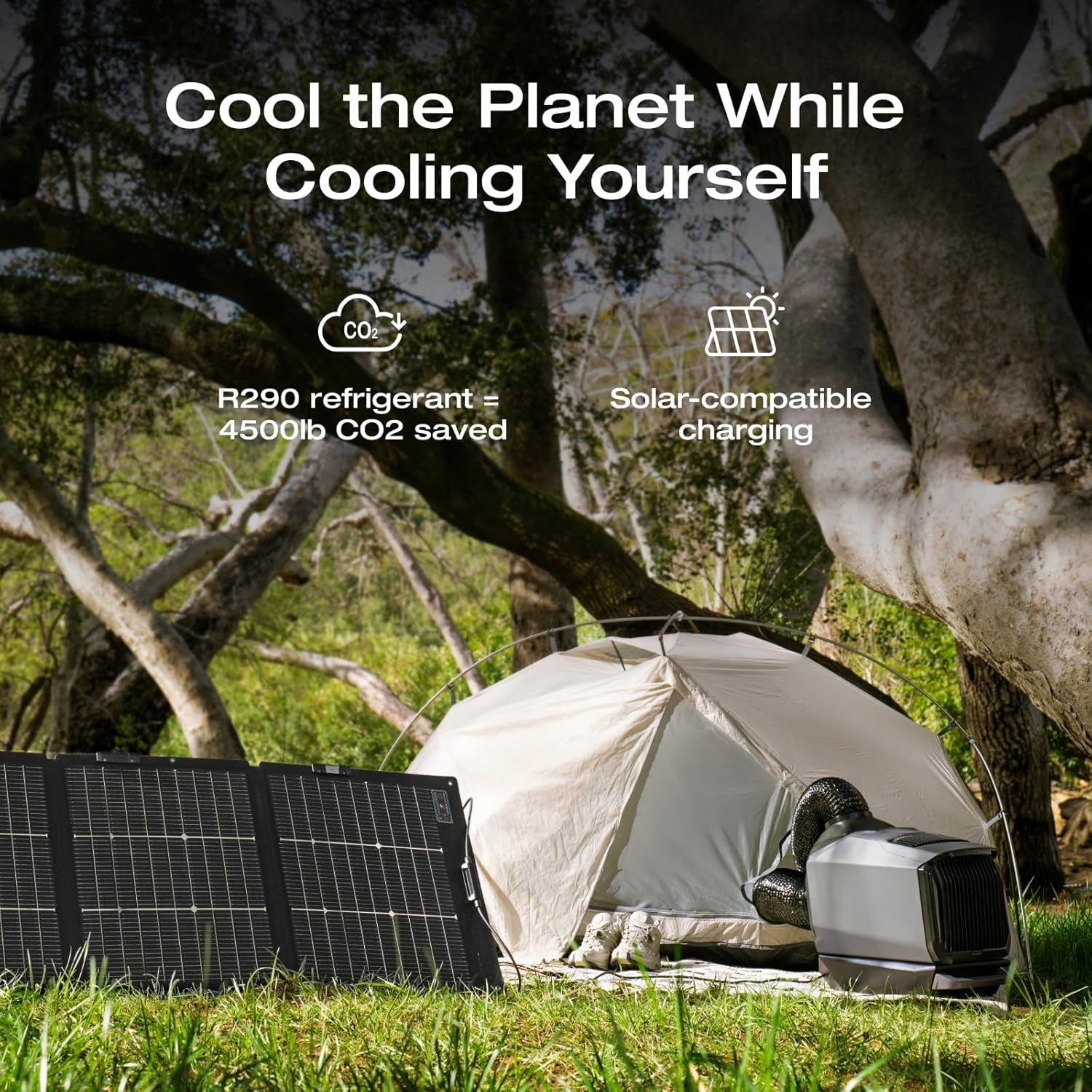 New Portable  Air Conditioner with Add-On Battey & Solar Charging 