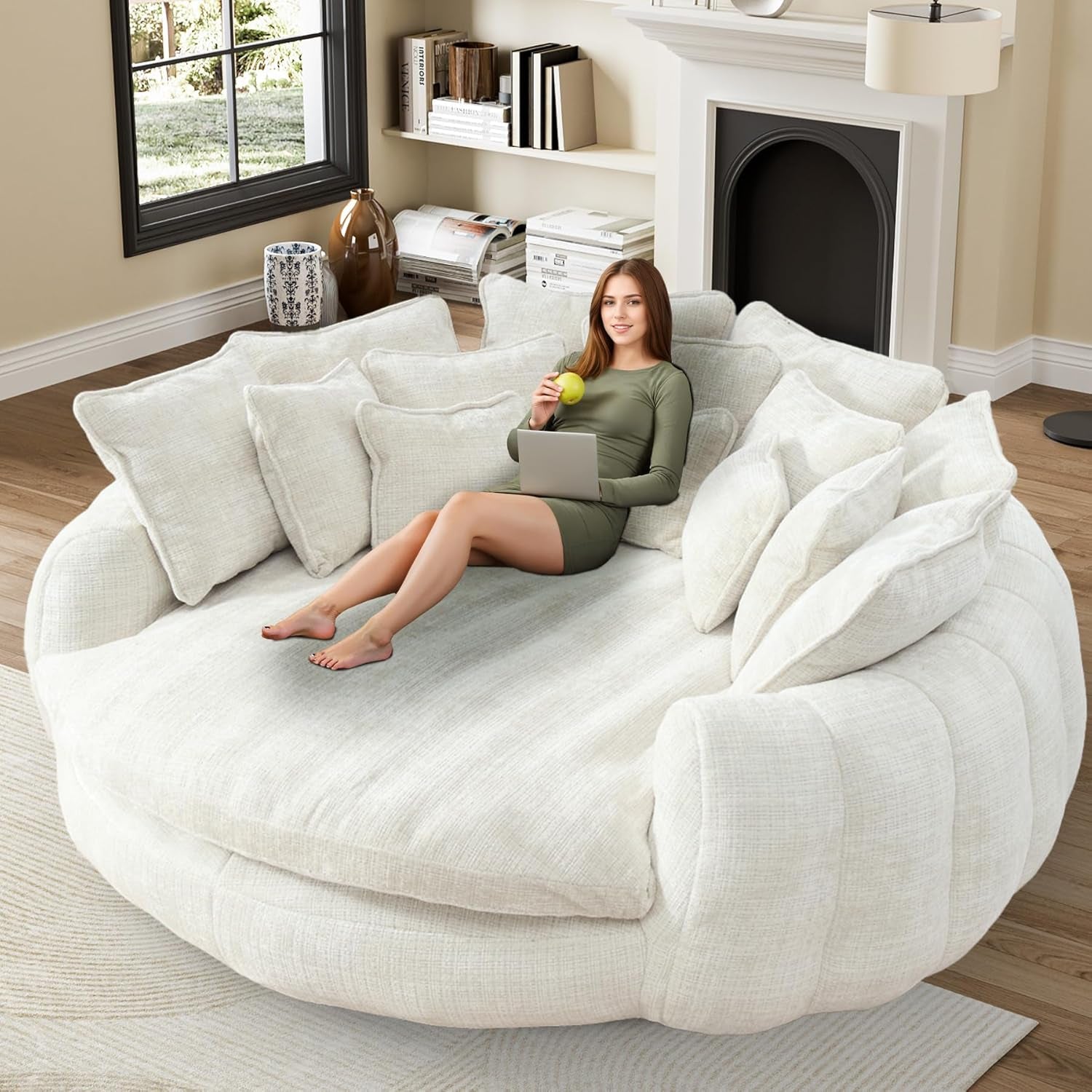 New Oversized Upholstered Round Sofa Bed