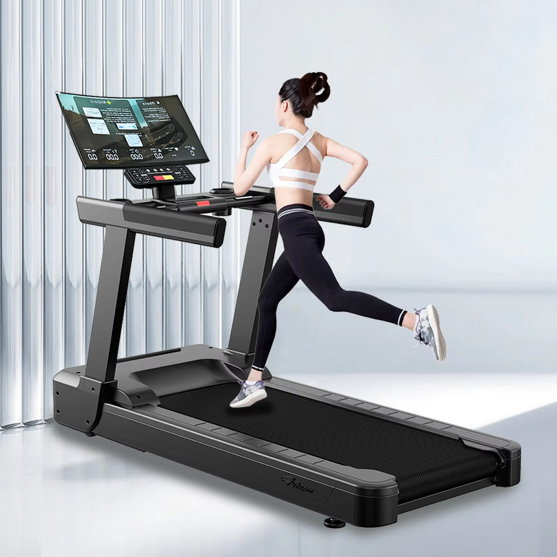 Newest Design Commercial Treadmill Gym Machine with Screen Projection