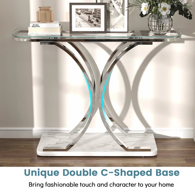 Vintage Millwood 43.3'' Glass Top Console Table