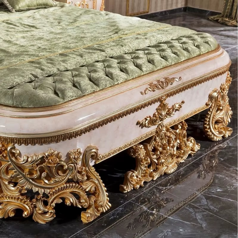 Modern Antique Tufted Butterfly Headboard Luxury King Size Bed 