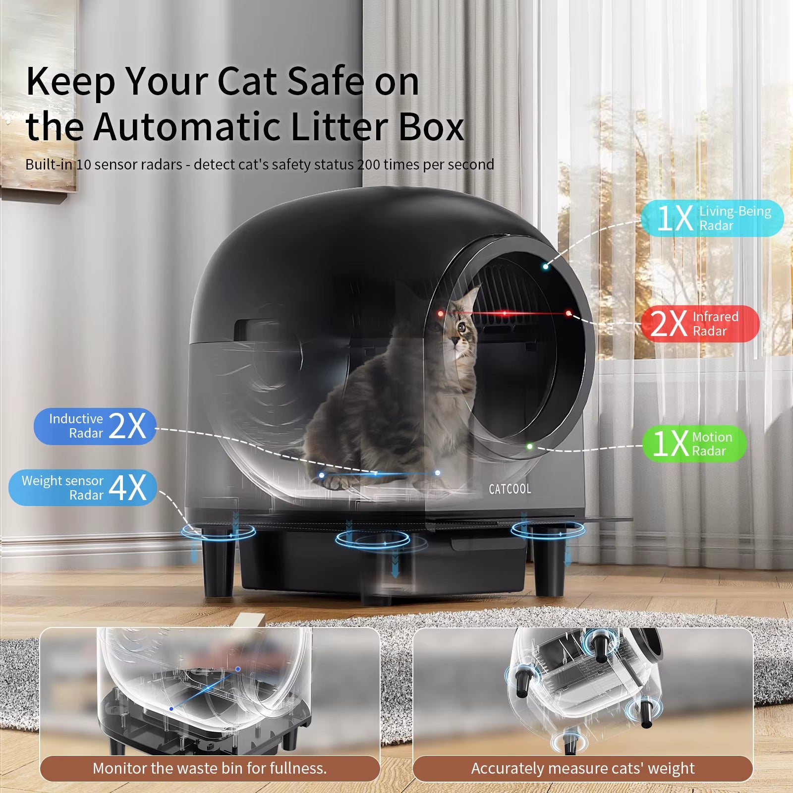 Smart Self Cleaning Automatic Cat Litter Box,110L Large Space