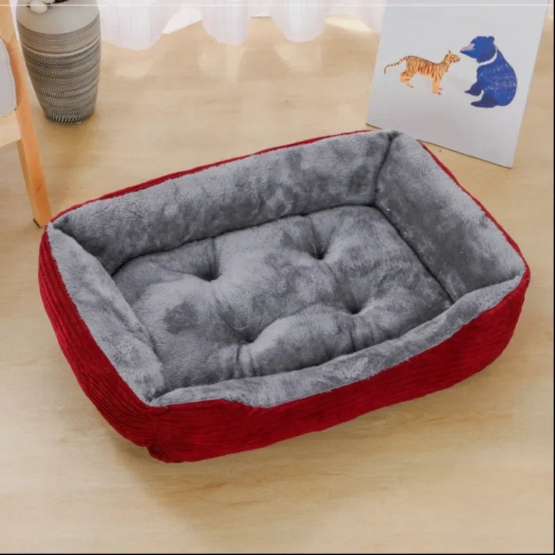 New Stylish Bed for Dog Cat Pet Square Plush Kennel Medium Small Dog Sofa Bed Cushion Pet Calming Dog Bed House Pet Supplies Accessories