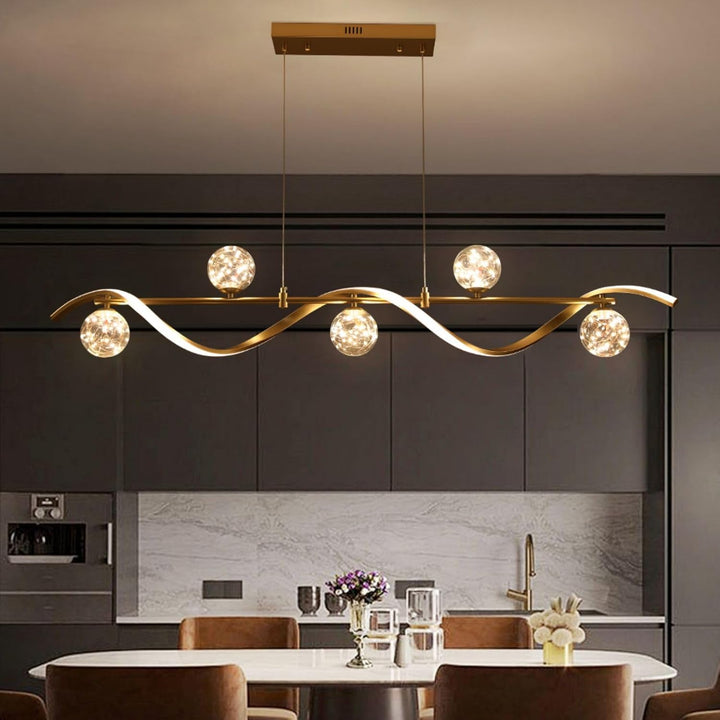 Kitchen Island Light with Glass Globes, 51.2" Gold Chandelier Pendant 