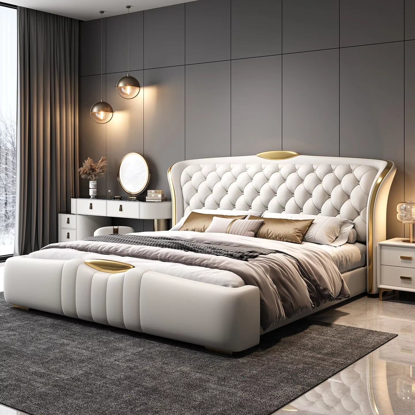 New Double Wedding Bed Frame King Size Bedroom Furniture 