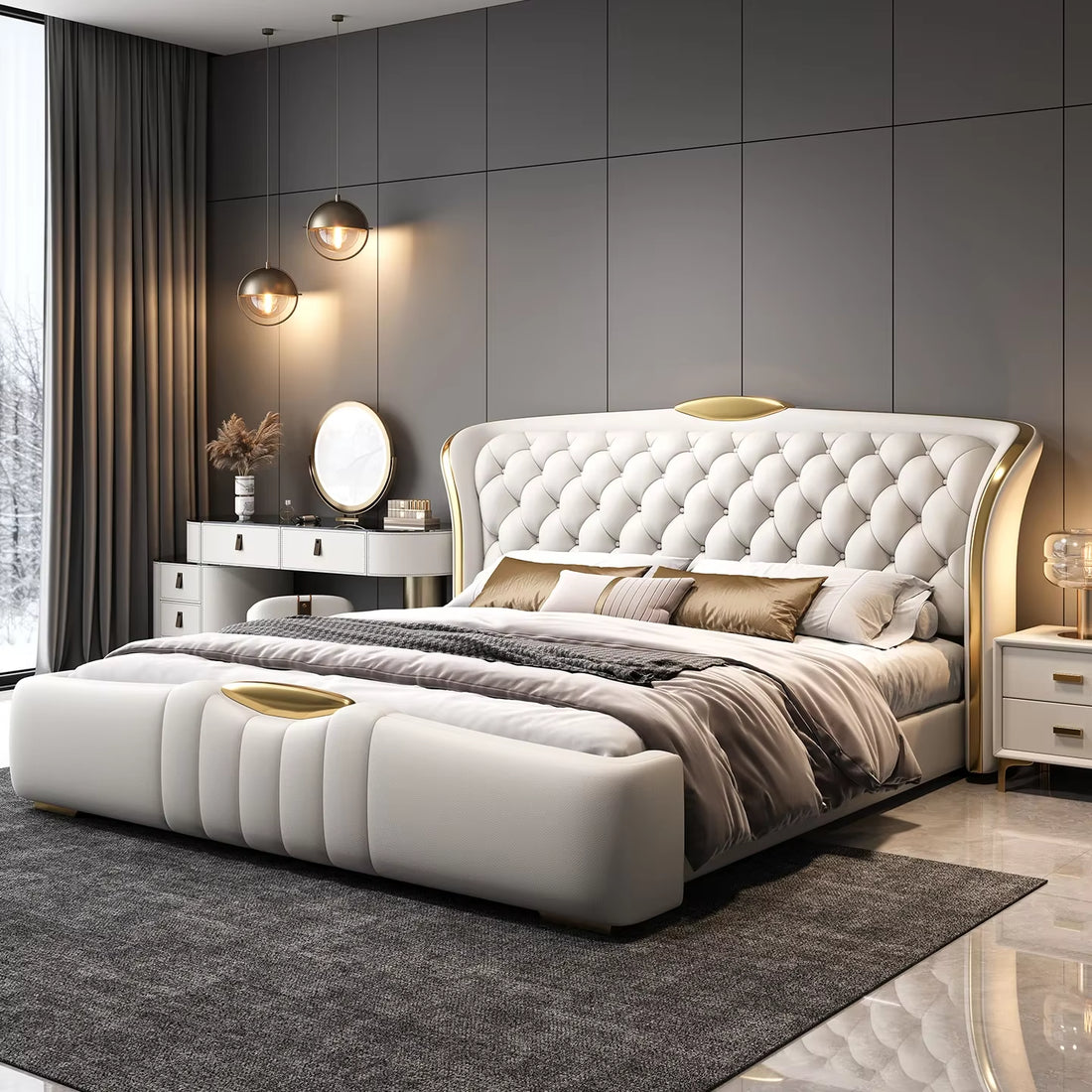 New Double Wedding Bed Frame King Size Bedroom Furniture 