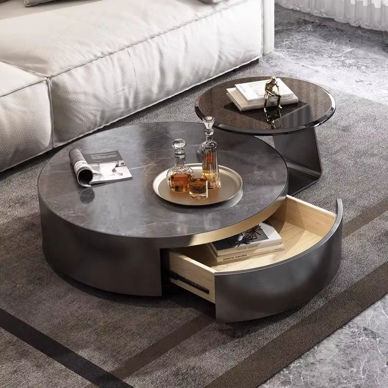 New Design Aesthetic  Modern Black round Marble round Nordic Side Table Design Floor Hotel Mesa Furniture for Home