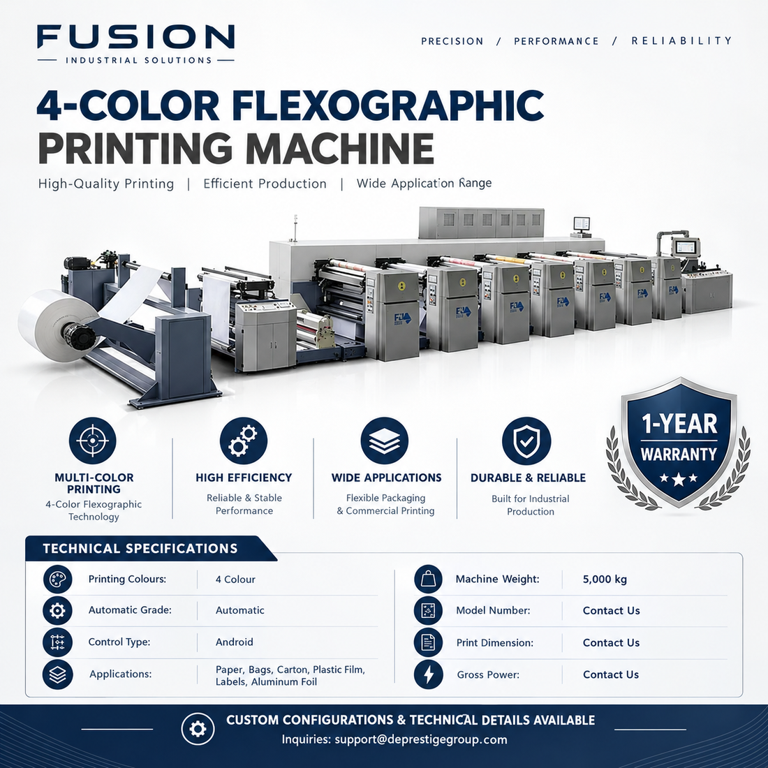 Modern Multi 4 Color Flexographic Printing Machine with Petal Structure for Industrial Packaging