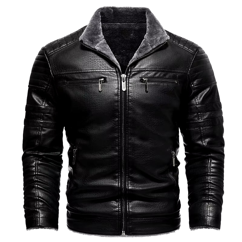 Suede Leather Jackets Men Winter Motorcycle Jackets Punk Style Streetwear Fur Lined Thick Warm Coats