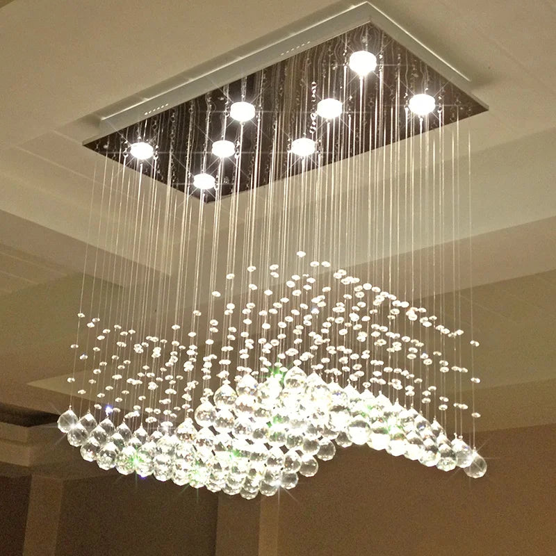 Vintage Rectangle Crystal Lamp Dining Room Chandelier Home Lighting