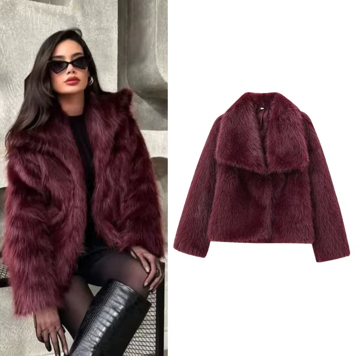 Women Modern Long Sleeve Fur Jacket