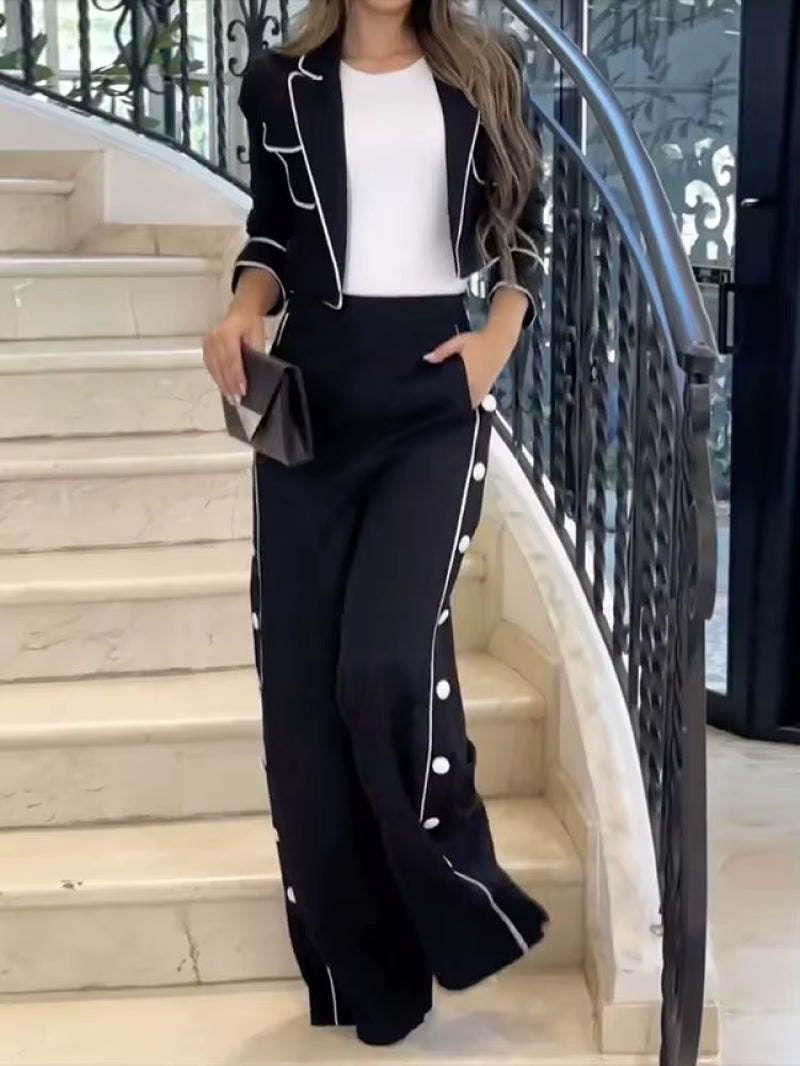 Women Two-Piece Business Casual Pants Set with Jacket