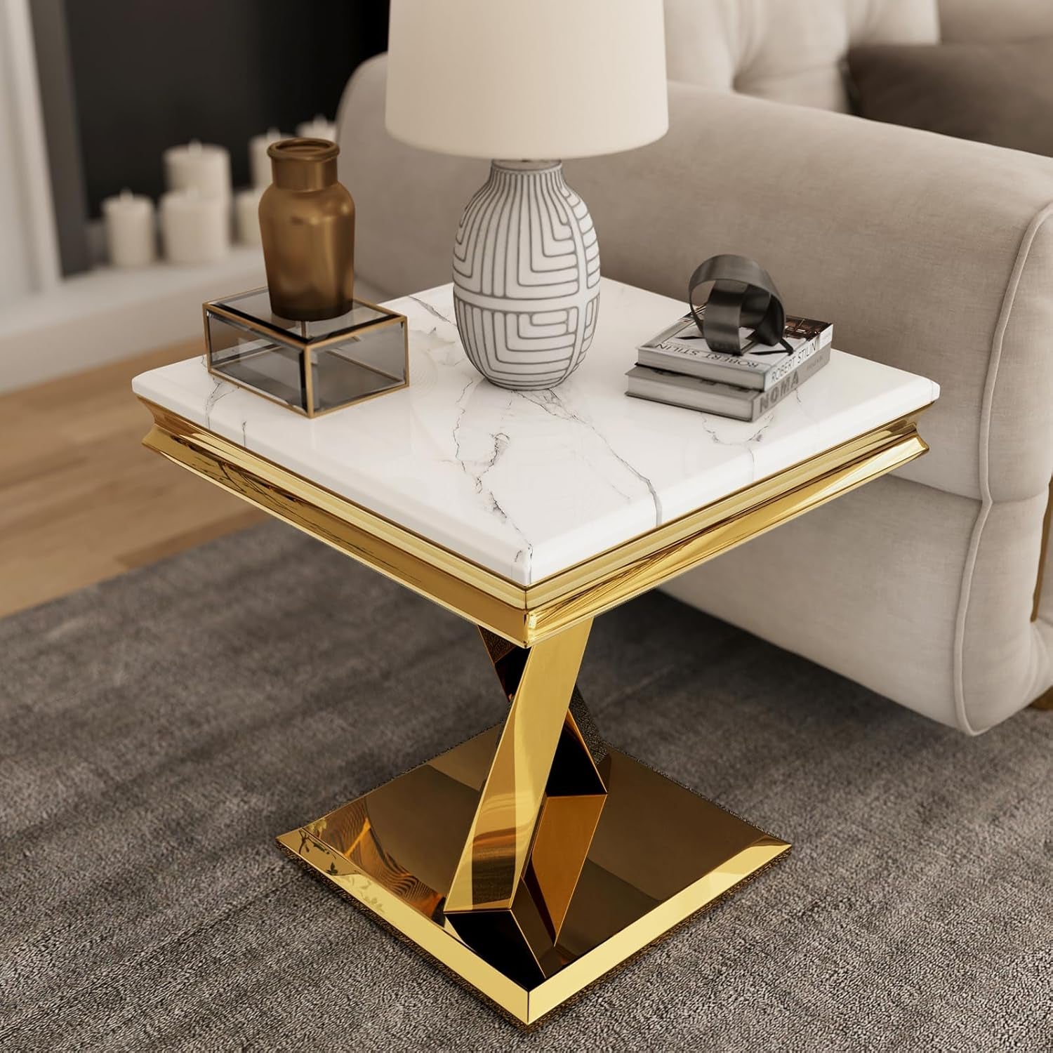 Premium Gold End Accent Table for Office - Home Living Room