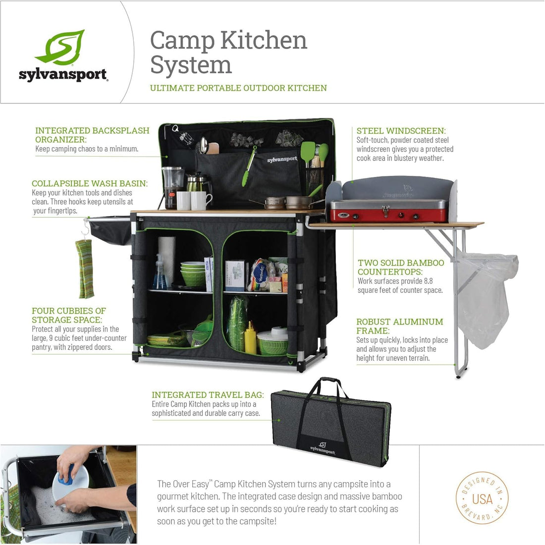 Outdoor Camp Kitchen System for Easy Cooking, Clean Up, Camping Meal Prep, Glamping and Camping Essentials, Dine-O-Max Large Version
