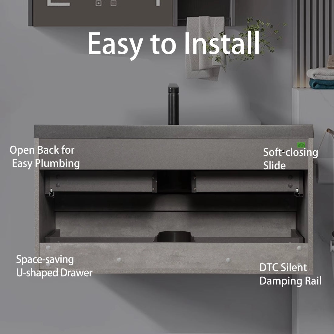 Modern Lux 48" Floating Bathroom Vanity with Sink