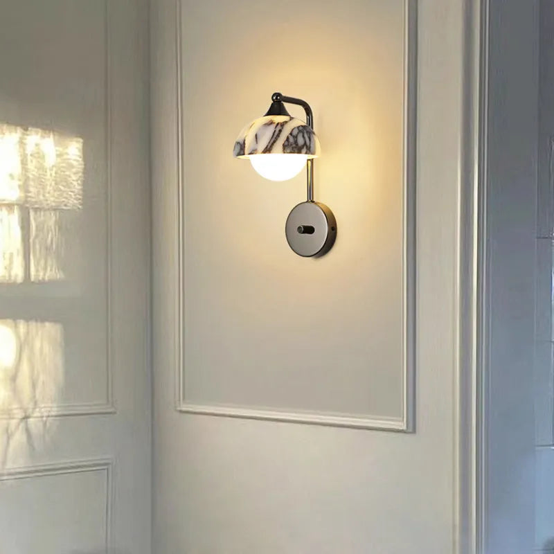 Marble Glass LED Wall Sconces Lights Indoor Bedroom Lamps 